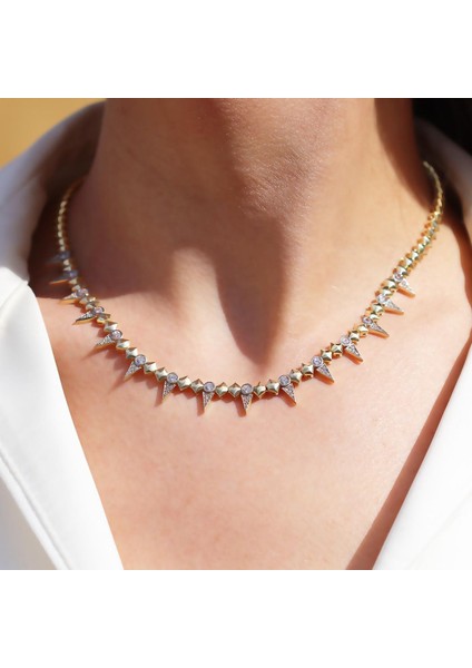 Thorn Zirkon Taşlı Gold Kaplama Gümüş Kolye modelleri
