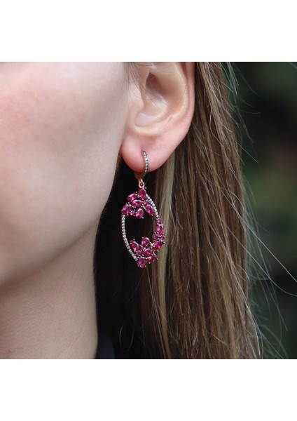 Zirkon Taşlı Rose Gold Kaplama Romantik Gümüş Küpe modelleri