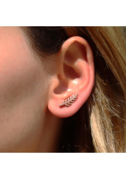 Başak Modeli Rose Gold Kaplama Gümüş Küpe