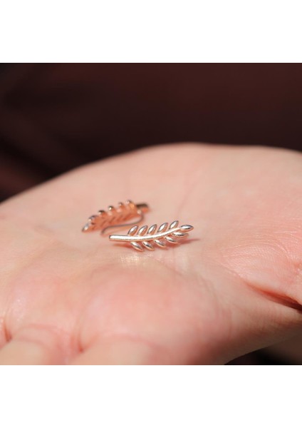 Başak Modeli Rose Gold Kaplama Gümüş Küpe