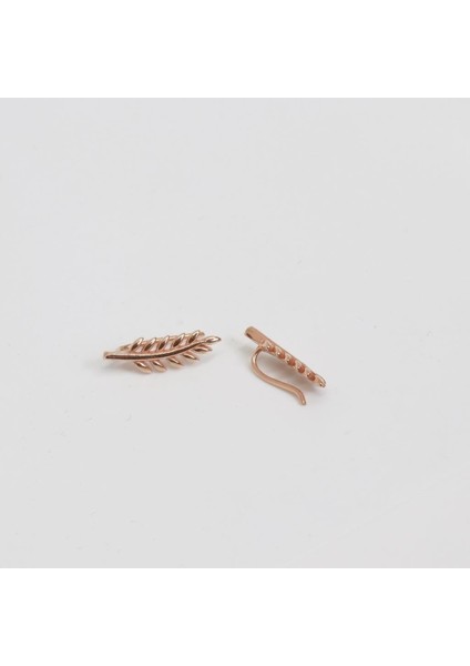 Başak Modeli Rose Gold Kaplama Gümüş Küpe