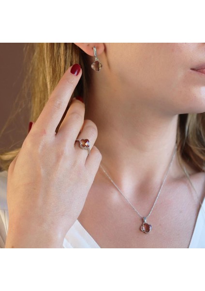 Zultanit Taşlı Ikonik Alhambra Yoncası Gümüş Set