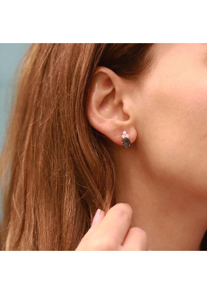 Prenses Model Swarovski Rose Gold Kaplama Küpe