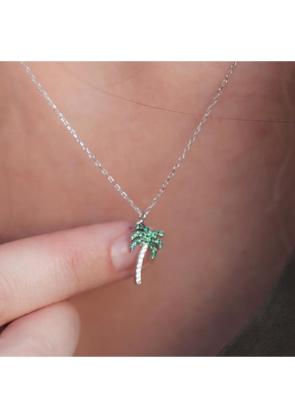 Zirkon Taşlı Palmiye Gümüş Set modelleri