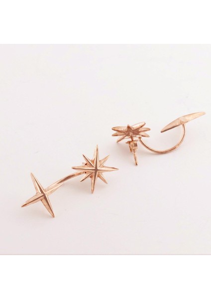 Rose Gold Kaplama Lodestar Gümüş Küpe