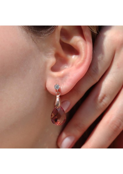 Zultanit Taşlı Damla Model Rose Gold Kaplama Gümüş Küpe fiyatları