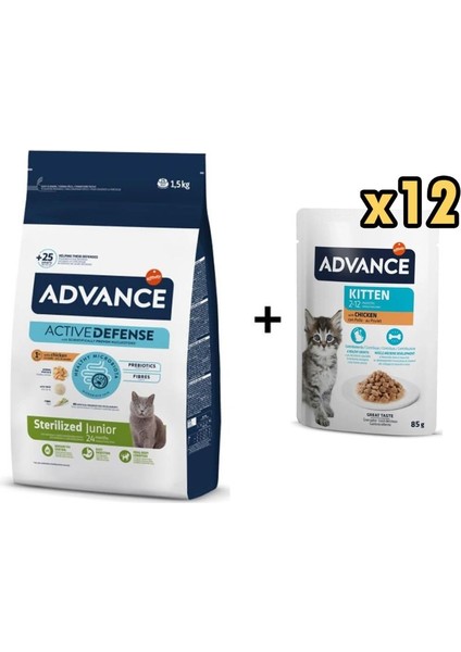 Tavuklu ve Pirinçli Yavru Kedi Maması 10 kg + 12 Adet Advance Tavuklu Yavru Kedi Pouch Yaş Maması 85 gr