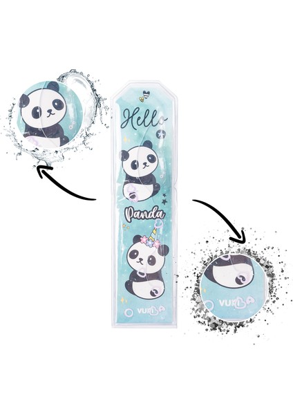 Panda Desenli Simli Sulu Kitap Ayracı
