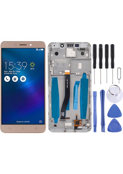 Asus Zenfone 3 Lazer ZC551KL Z01BD Sayısallaştırıcı Için Oem LCD Ekran Çerçeveli Tam Yerleştirme (Altın) (Yurt Dışından)