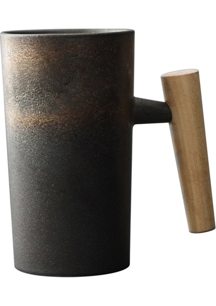 Earth Mugs El Yapımı Seramik Kahve Kupası – Ahşap Saplı Retro Taş Eşya, 201-300ML Kapasite, Aile, Ofis ve Ev Için Ideal (Yurt Dışından)