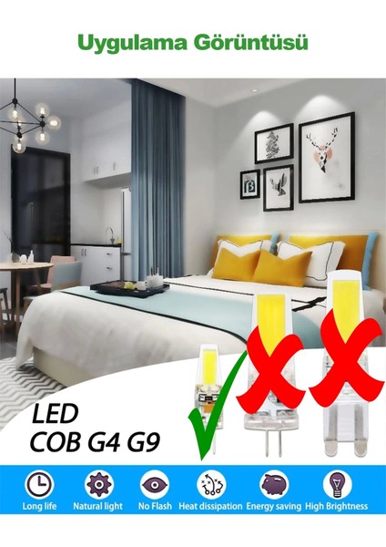12V 4W Cop Ledli Kapsül Ampul G4 Duylu 3000K Günışığı (30W Işık Verir)