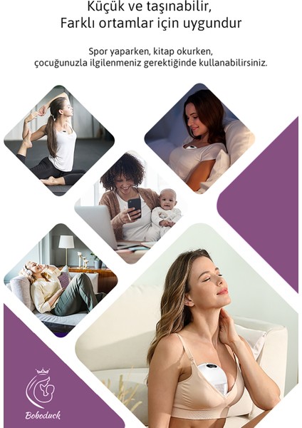 BOBODUCK Yeni Teknoloji Giyilebilir Göğüs Pompası 180 ml Bebek Damak Simulasyon Modlu modelleri