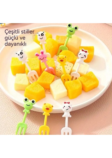 10 Kurbağa Meyve Çatal Hayvan Sevimli Plastik Karikatür Meyve Çatal Seti Meyve Çatal Takmak (Yurt Dışından)