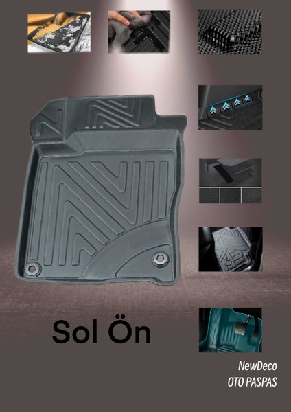 NewDeco Honda Civic Sedan 2006-2012 Için 5,5d Carbon Style Havuzlu Paspas - Tpe Malzeme