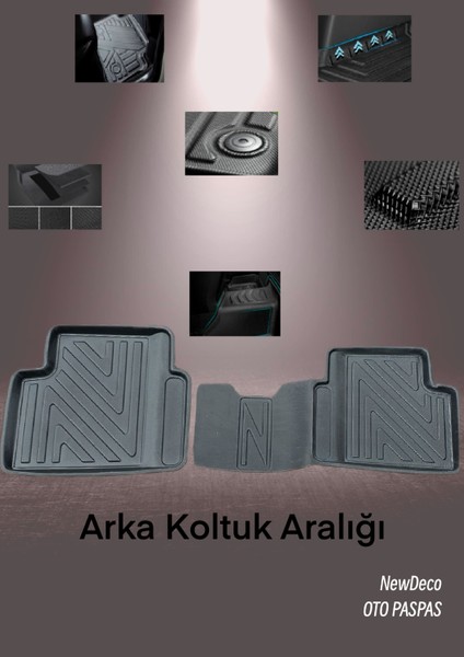 NewDeco Honda Civic Sedan 2006-2012 Için 5,5d Carbon Style Havuzlu Paspas - Tpe Malzeme