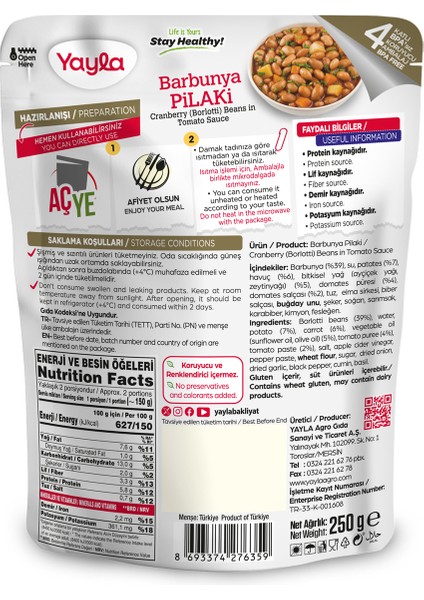 Yemek Hazır Barbunya Pilaki 250 gr