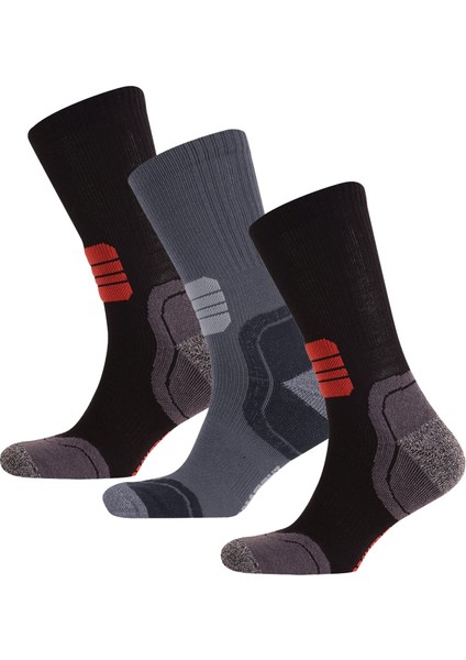 Running Çorap Unisex 3'lü Paket Siyah-Antrasit