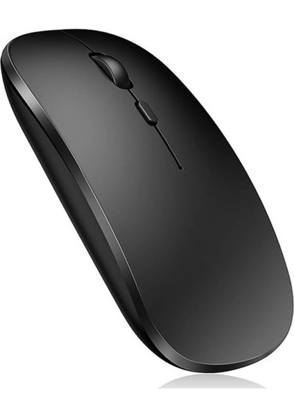 Bluetooth & Wireless Şarjlı Sessiz Tuşlu Kablosuz Mouse Siyah