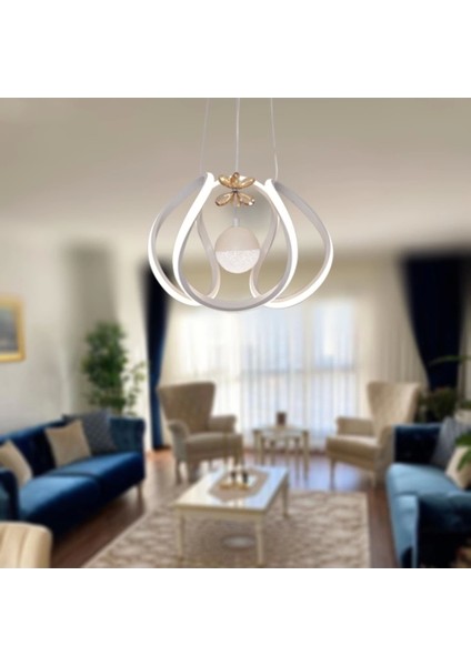 Kavis Modeli Mat Beyaz Tek Toplu 3 Renk Modüllü Ledli Salon Avize Oturma Odası ve Ledli Avize fiyatları