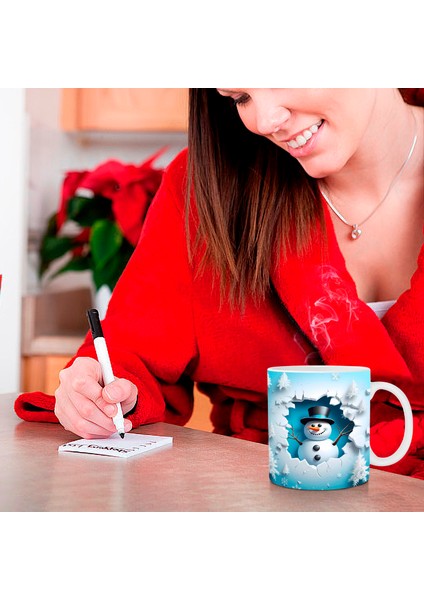 Noel Şişirilebilir Kardan Adam Kupası – Şişkin Tasarımlı Noel Baba Kupası, Noel Için 15OZ ve 11OZ Kahve Kupaları (Yurt Dışından)