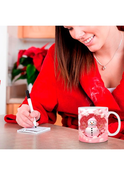 Noel Şişirilebilir Kardan Adam Kupası – Şişkin Tasarımlı Noel Baba Kupası, Noel Için 15OZ ve 11OZ Kahve Kupaları (Yurt Dışından)