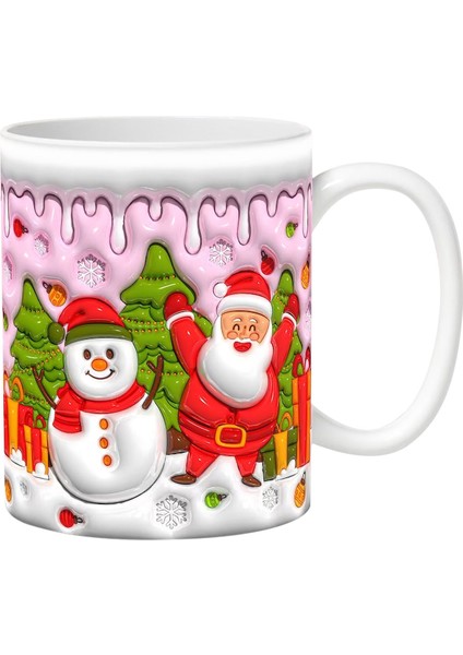 Noel Şişirilebilir Kardan Adam Kupası – Şişkin Tasarımlı Noel Baba Kupası, Noel Için 15OZ ve 11OZ Kahve Kupaları (Yurt Dışından)