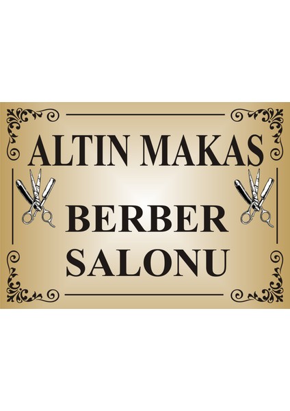 Berber Isim Tabelası , Kişiye Özel Isim Baskısı Yapılabilir, Aliminyum Parlak Levha 19 x 26 cm