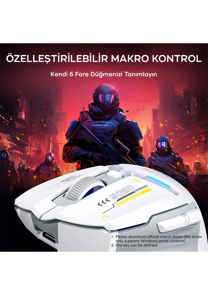 Inphıc In9 Kablosuz Oyun Faresi, Gerçek Üç Modlu Bluetooth/tip-Cwired/2.4g Kablosuz MOUSE,10000 Dpl