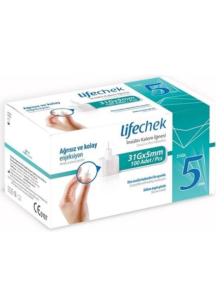 Insülin Kalemi Iğnesi 5 mm (31G) 100 Adet