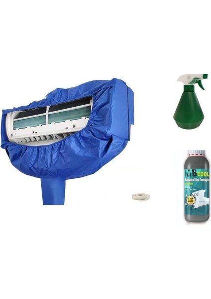 Unico Klima Temizleme Branda 9 12 18 24 Bin Btu-3 mt Hortum-1 Lt Sıvı-Hellove Püskürtme Sprey Şişesi-Fırça-Eldiven