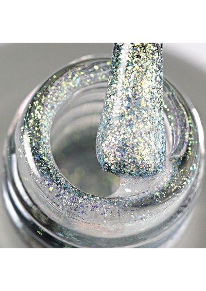 Shimmer Limited Holografik Kalıcı Oje SL02, Rakı Beyazı Altın Yeşil Simli, 10 ml