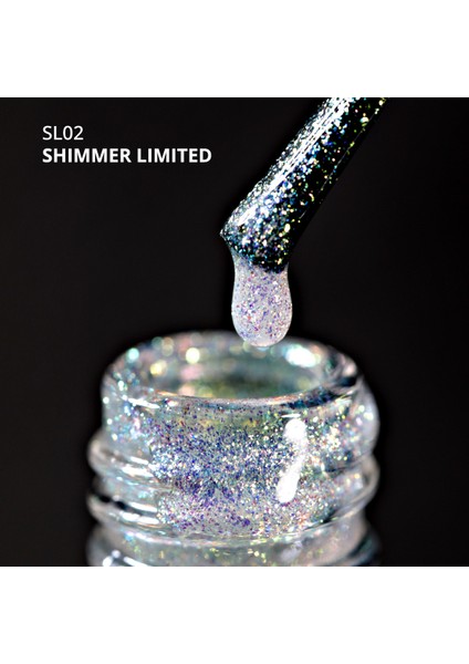 Shimmer Limited Holografik Kalıcı Oje SL02, Rakı Beyazı Altın Yeşil Simli, 10 ml