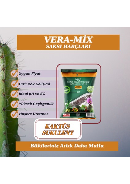 Vera Kaktüs - Sukulent Toprağı 5 Lt -Teraryum Toprağı