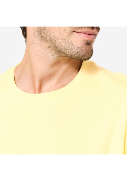 Domyos Erkek Fitness Tişörtü - Pastel Sarı modelleri