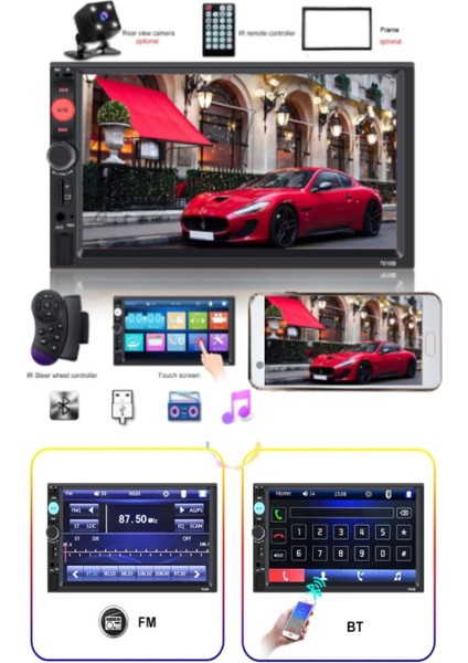 7" Hd Dokunmatik Ekran 2 Dın Araç Multimedya Sistemi