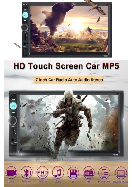 7" Hd Dokunmatik Ekran 2 Dın Araç Multimedya Sistemi