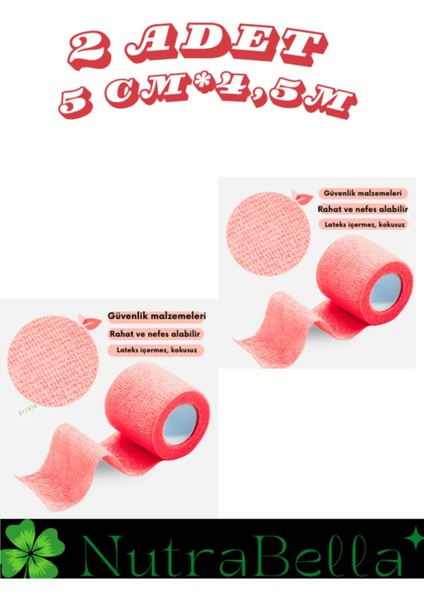 Su Gecirmez 5cm*4.5m Spor Sabitleme Parmak Bilek Bacak Bandaj Kendinden Yapışkanlı 2 Adet