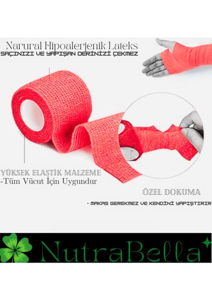 Su Gecirmez 5cm*4.5m Spor Sabitleme Parmak Bilek Bacak Bandaj Kendinden Yapışkanlı 2 Adet