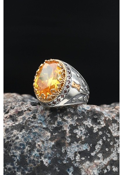 Doğal Sitrin Taşlı Tesbih ve 925 Ayar Gümüş Erkek Yüzüğü Sitrin Taşlı 901417 indirimleri