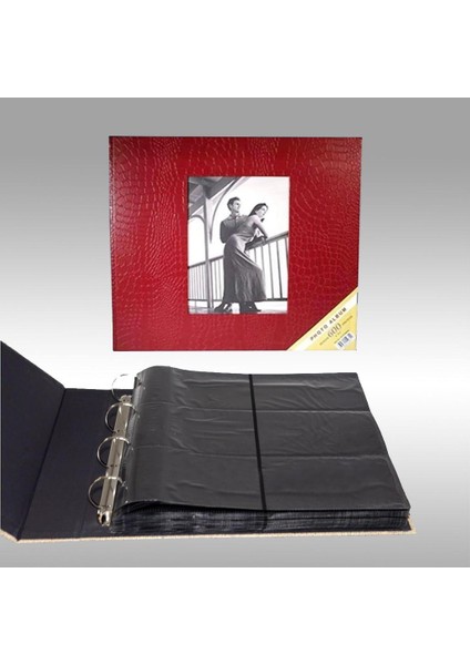 10x15 cm 600’lük Deri Fotoğraf Albümü Kırmızı