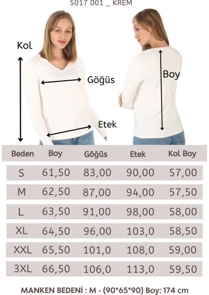 Yumuşak, Rahat ve Şık Viskon V Yaka Tişört-Krem
