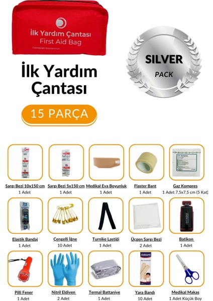 Acil Durum ve Ilk Yardım Seti - Ilk Yardım Çantası Silver Pack