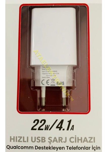 CEP TELEFON TABLET USB ŞARJ BAŞLIĞI 5 volt 4.1A ( 9V 2A 12V 1.5A 22W ) ŞARJ ADAPTÖRÜ 4.1A Qualcomm QUİCK 3.0 CHARGE DESTEKLİ TELEFONLAR için modelleri