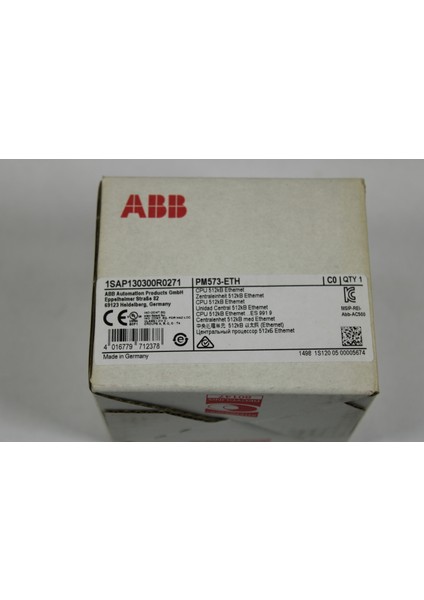 1SAP130300R0271 PM573-ETH Cpu 512KB Ethernet Sealed Package