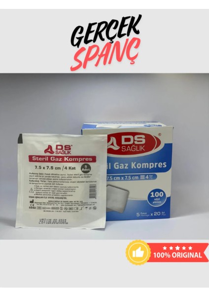 Gaz Kompres - Steril Spanç - 7,5cmx7,5cm - 100 Lü Kutu