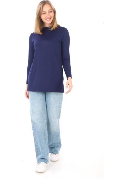 Viskon Dik Yaka Tunik-Lacivert fiyatları