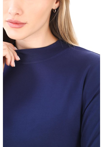 Viskon Dik Yaka Tunik-Lacivert fırsatları