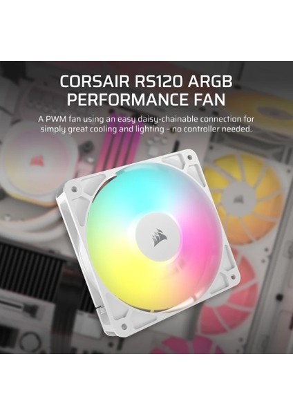 Corsaır RS120 Argb 120MM Argb Fan, Single Pack - White (CO-9050184-WW)