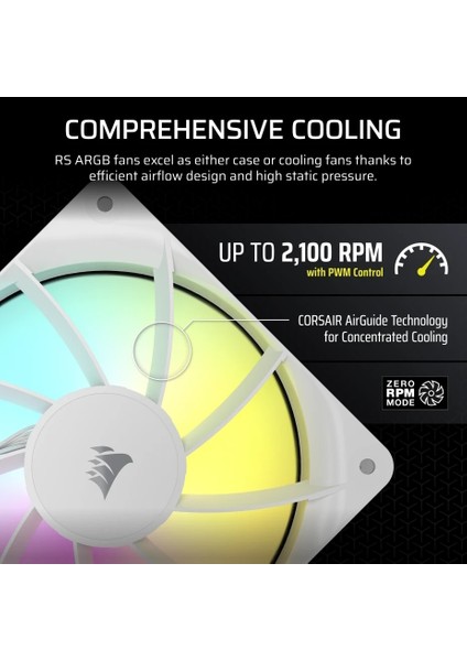 Corsaır RS120 Argb 120MM Argb Fan, Single Pack - White (CO-9050184-WW)