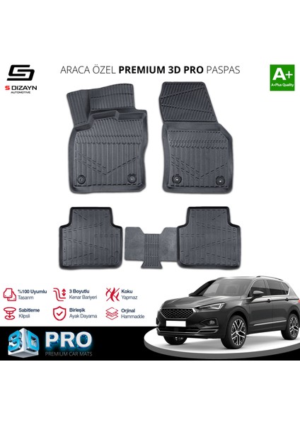 Seat Tarraco 3D Pro Havuzlu Paspas 2018 Üzeri A+ Kalite